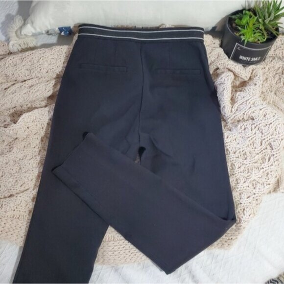 Zara Striped Waistband Cigarette Highwaisted Trouser Ankle Pants- Xs - Picture 2 of 16